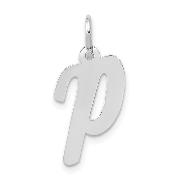 14k White Gold, Madison Collection, Medium Script Initial P Pendant - Picture 1 of 5